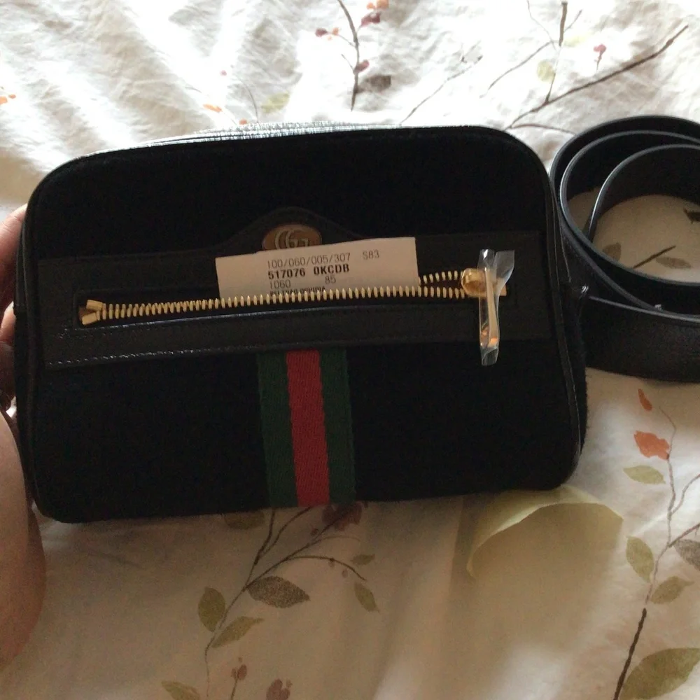 Gucci Ophidia Black Suede Belt Bag - Picture 2 of 16